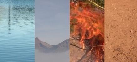 imagen de los cuatro elementos agua, aire, fuego y tierra