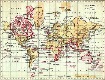 The British Empire in 1897 (in pink).