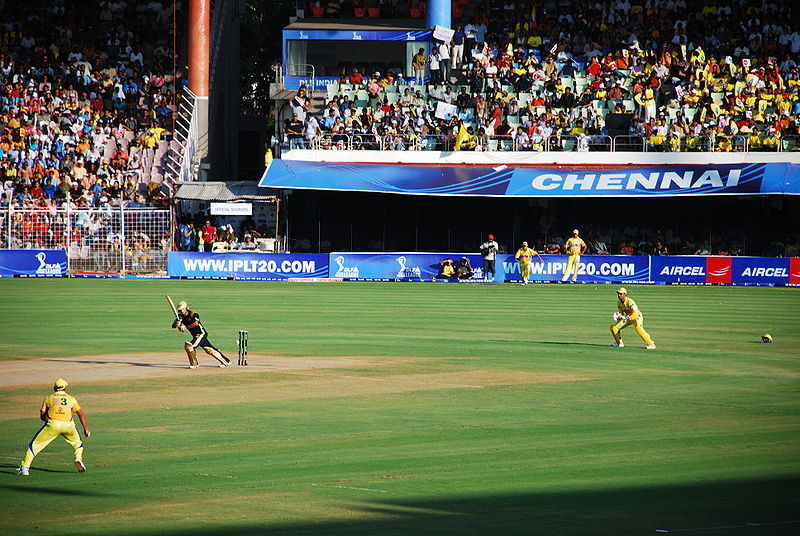Match being played between the Chennai Super Kings and Kolkata Knight Riders