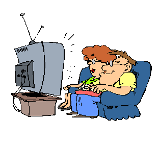 Dibujo de una pareja ante la televisión