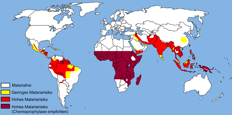 Distribución de la malaria en el mundo
