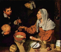 Famoso cuadro de Velázquez, Vieja friendo huevos.
