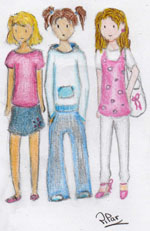 Dibujo de tres chicas