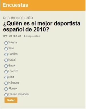 Encuesta en as.com para elegir al mejor deportista español del año 2010
